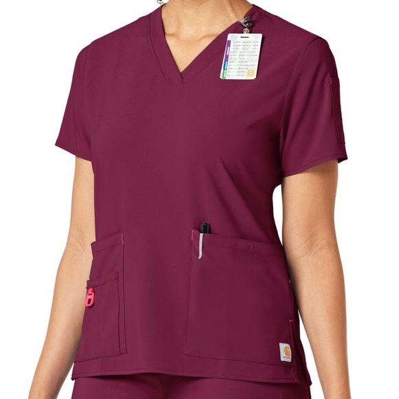 Carhartt Tops - Carhartt maroon pink force scrubs shirt medical size M